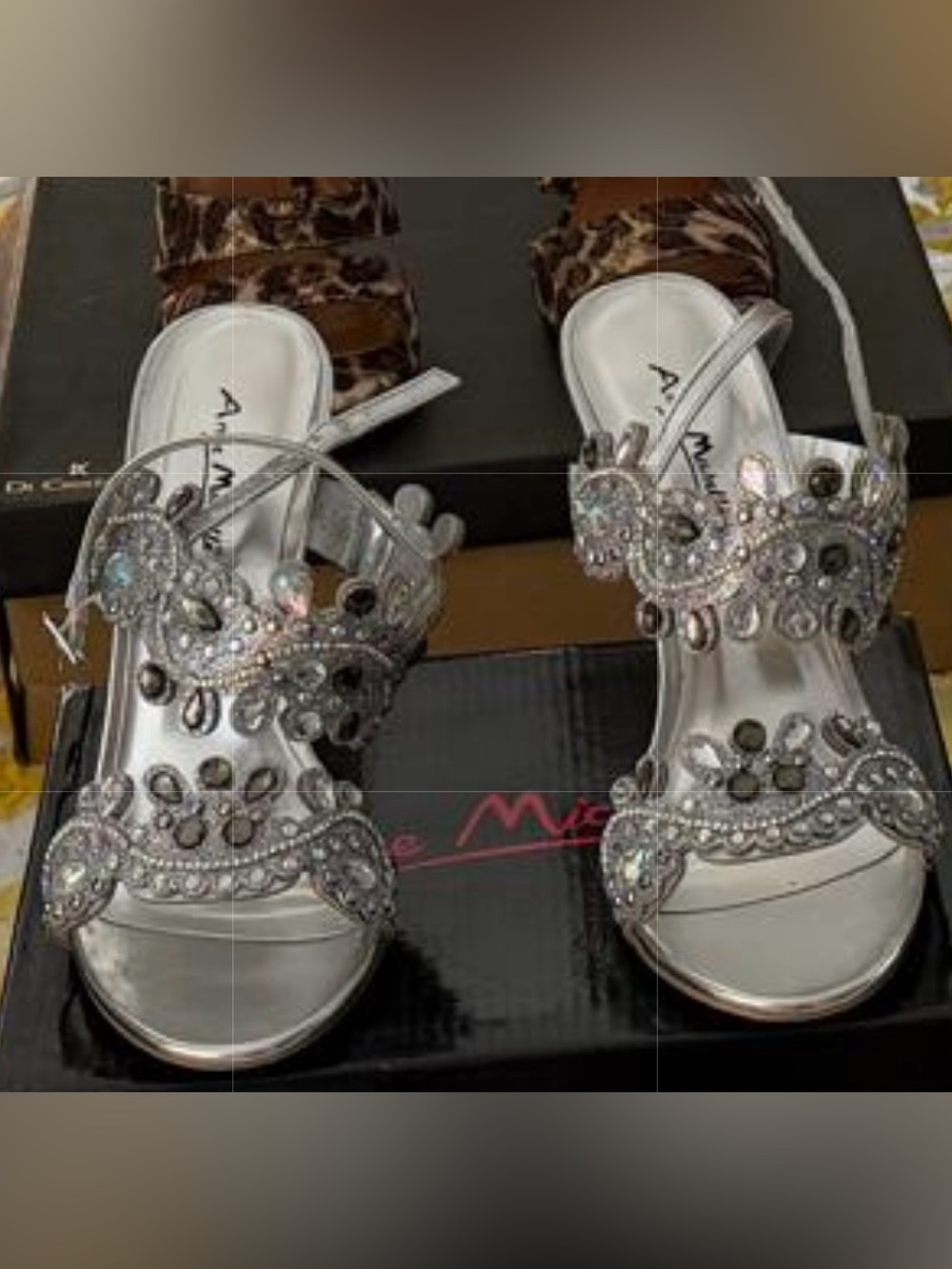 Anne Michelle Silver Jeweled Dress Heels